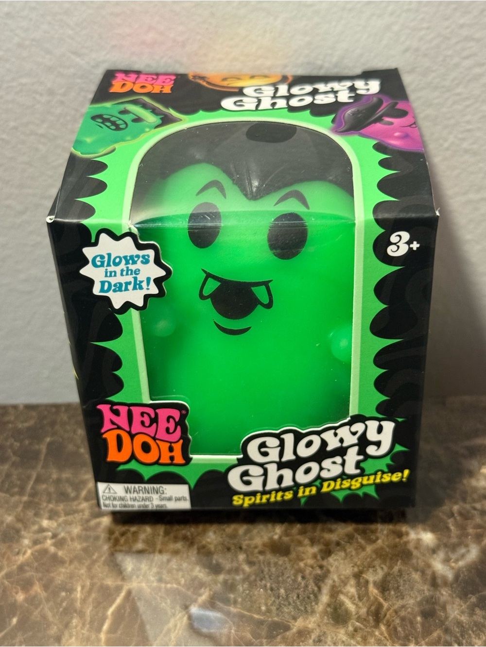 NeeDoh Glowy Ghost Glow-in-the-Dark Green Stress Toy